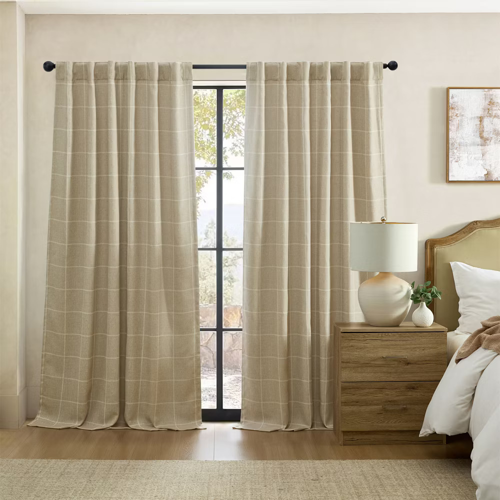 Sawyer Windowpane Plaid Room Darkening Window Curtain Panel - 52'' x 84''