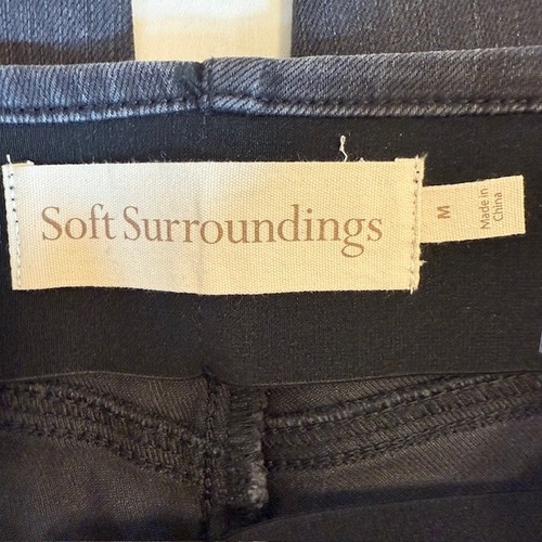 Soft Surroundings Easy Going Pull On Denim Leggings Jeggings Black Wash Size M - Picture 6 of 12