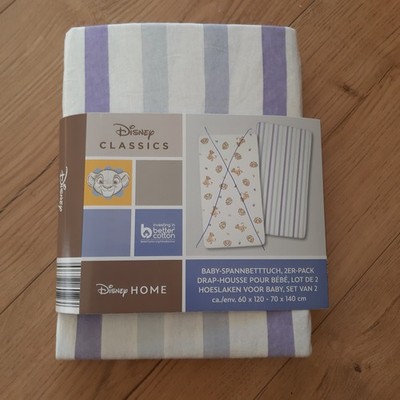 Baby Spannbetttuch 70 x 140 cm NEU lila-weiss Disney Bettwäsche
