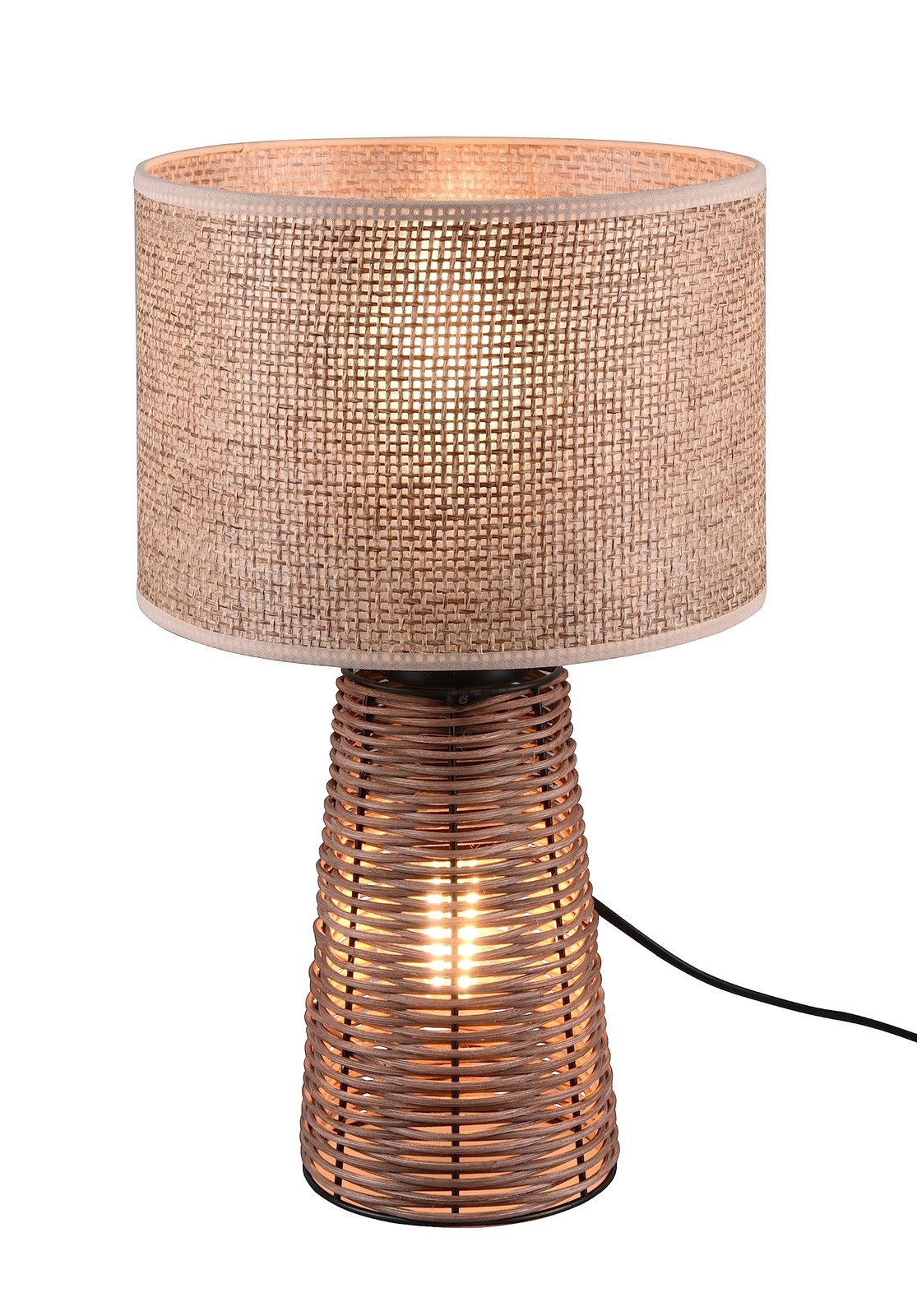 Lampe de table E27 Straw Reality en rotin tressé naturel
