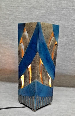 Lampe en Grès Céramique Vintage Terre de Feu Cubiste Aubagne - Photo 1/4