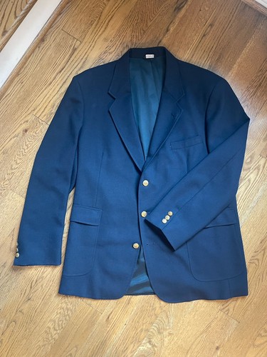 Vintage ORVIS 3/2 Roll Blazer 46L Navy Blue Jacket Gold Buttons Sport Coat USA