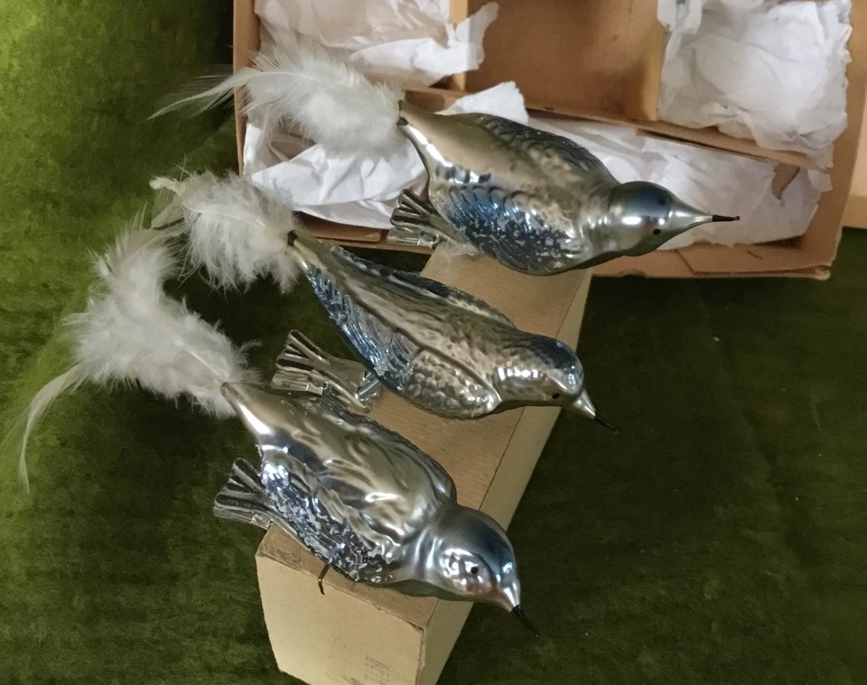 Alter Weihnachtsschmuck Christbaumschmuck 6 Ornamente 3 Vögel + 3 Bartmänner 179 - Bild 4 von 4