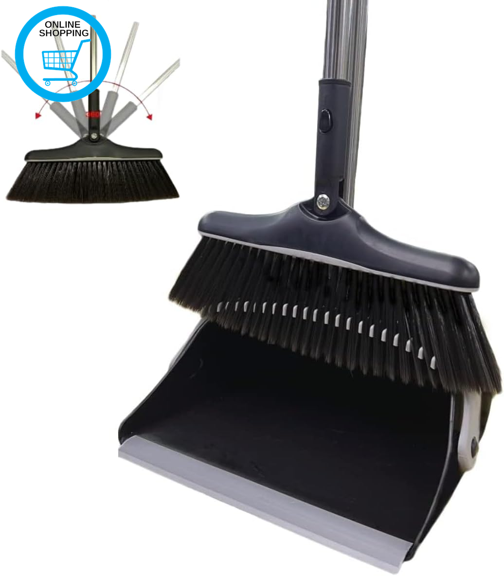 Long Handled Extendable! Dustpan and Brush, Broom and Dustpan Set, Household Dus