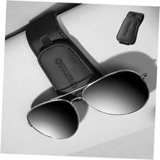 Magnetic Sunglass Holder for Car Visor Clip - Genuine Leather Black-1pc