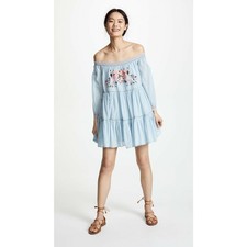 NEW Free People $148 Women's Blue Sunbeams Mini dress Size Small