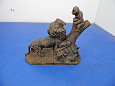 Antique Kyser & Rex Cast Iron Lion & Monkey Mechanical Bank 1883,Parts or Repair