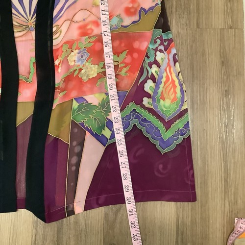 Copri kimono CCC colorato di ispirazione asiatica giapponese 100% seta taglia 3X - Foto 9 di 9