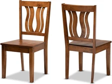 Fenton Dining Chair and Dining Chair Transitional Walnut Brown Finished Wood 2-P