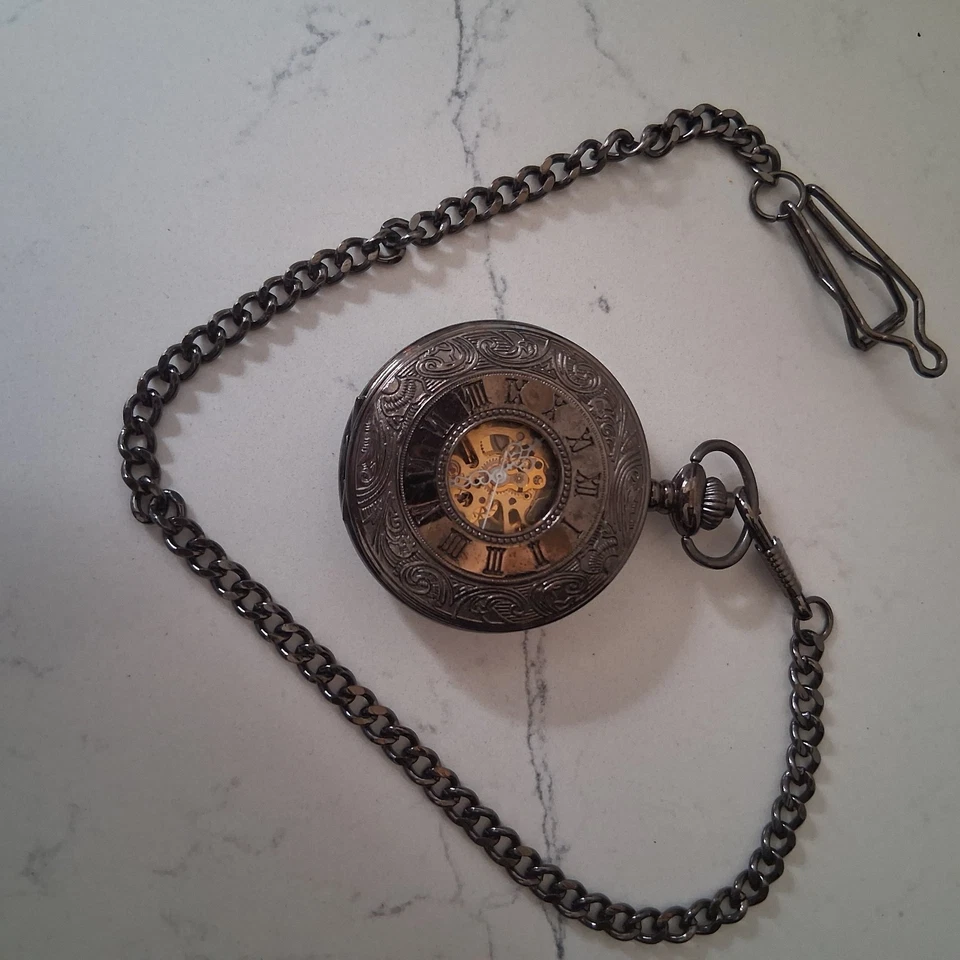 Reloj Bolsillo AK Homme Steampunk Número Romano Tono Bronce  Foto 2 de 4