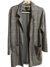 Love Tree, Plaid Knit Blazer in Grey, Womens Size Medium