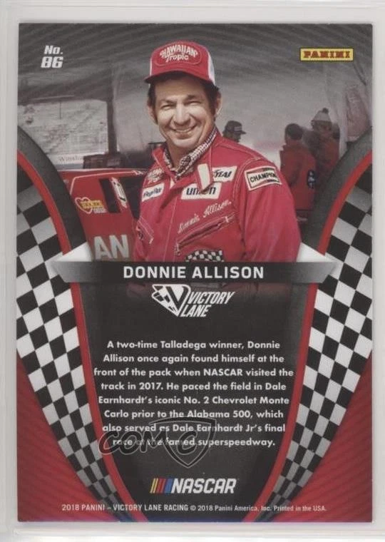 2018 Panini Victory Lane Pedal to the Metal Legends Donnie Allison #86 HOF - Image 2 of 2