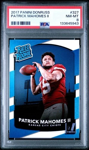 2017 Panini Donruss Rated Rookie Patrick Mahomes II PSA 8