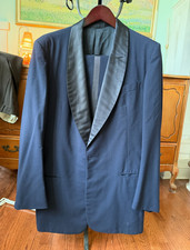 1950s 1954 dated Midnight Blue Shawl Collar Tuxedo Size 42L