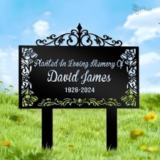 Personalized Flower Memorial Stake, Custom Metal Grave Marker Garden Decor