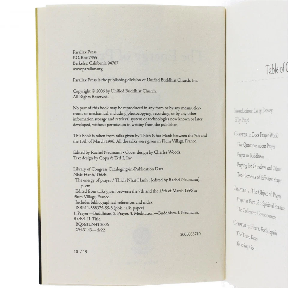 The Energy of Prayer by Thich Nhat Hanh The Relevance of Prayer 2006 Paperback - Image 4 of 4