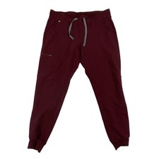 FIGS Zamora Jogger Scrub Pants Womens Large Burgandy High Waisted Yoga Waistband