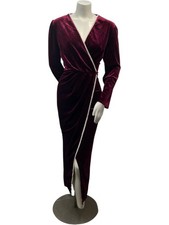Shein Curve Dress Womens Plus Size 0XL Burgundy Velvet Long Sleeve  Embellished