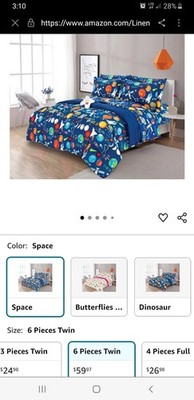 Sapphire Home 6 Piece Space Themed Twin Bedding Set for Boys, Bed in a Bag, K...