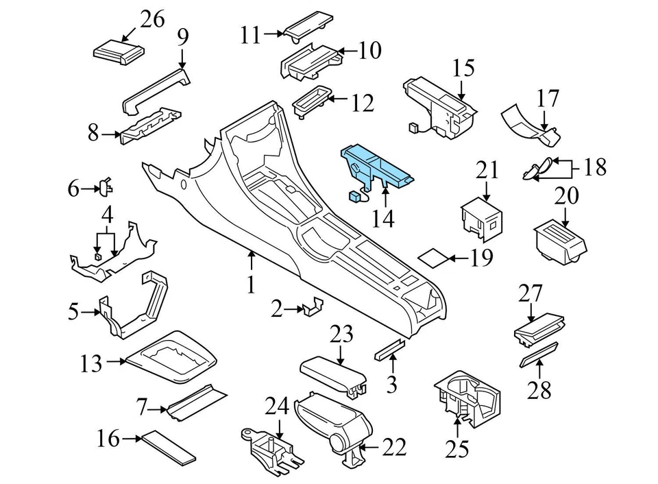 AUDI S4 2004-2005 - Consola almacenamiento contenedor/bandeja 8P0863284 Foto 3 de 4