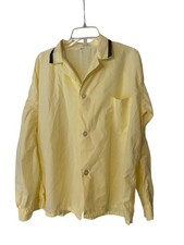 Olina Vintage 70's Men's Pajama Set Yellow w/ brown around collar.