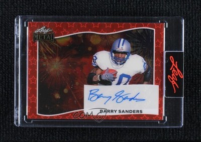 2025 Leaf Metal Independence Day Red Flood 1/1 Barry Sanders Auto HOF 16wc