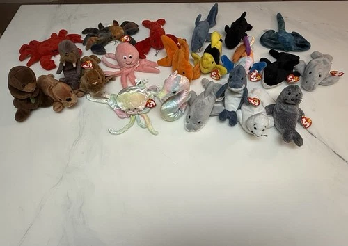 Ty Beanie Babies Lot of 22 Sea Animals Vintage 90s Collectible Toys