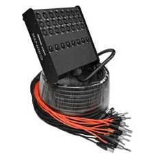 24 Channel 100 Foot XLR Low Profile Snake Cable with 8 TRS Returns Pro Audio