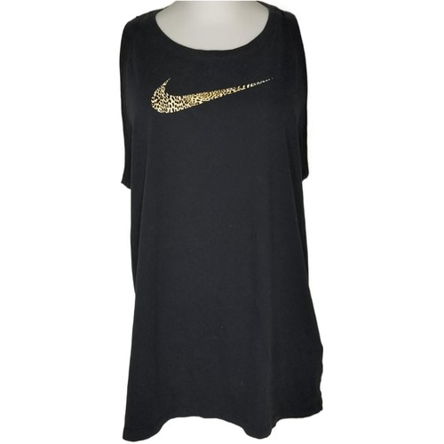 Black Nike Leopard Print Logo Graphic Sleeveless Dri-Fit Tank Top Size XL - Picture 3 of 7