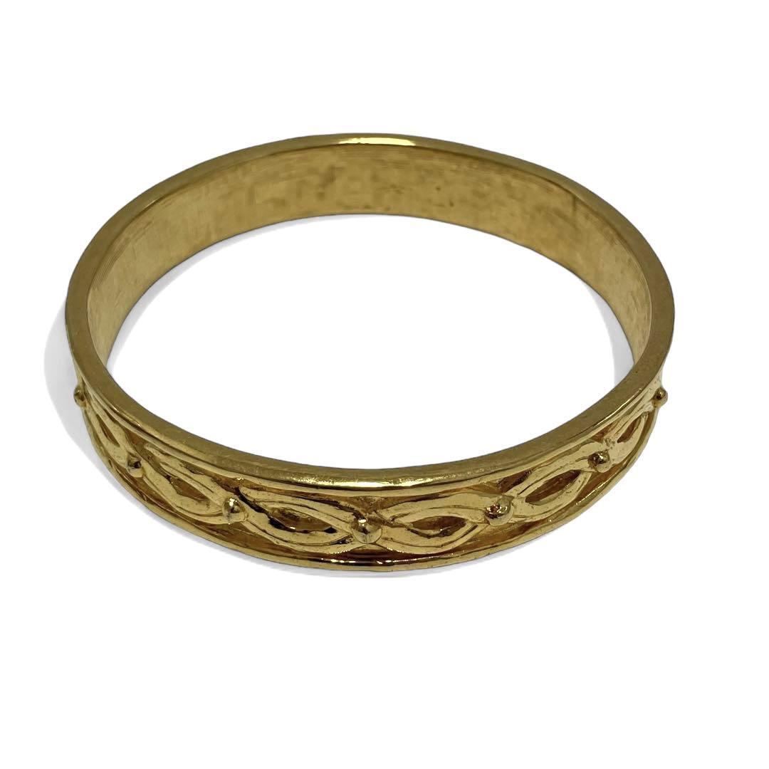 FENDI Bangle Bracelet Gold Enameled Black FF Logo Diameter: 2.8 in