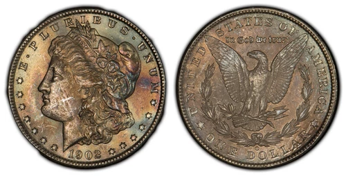 1902-O $1 Morgan Silver Dollar BU - Colorful Rainbow Seam Toning - VIDEO - B2032