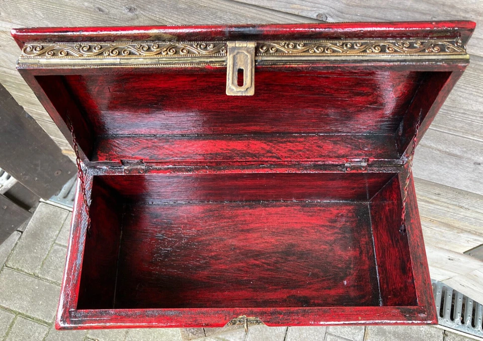 40 X 20cm Holz Kiste Schatz Truhe Orient Spiegel Pirat - Bild 4 von 4