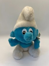 1980 Smurf Bean Bag Plush Stuffed Animal W Tag Vintage 8" tall toy vintage blue