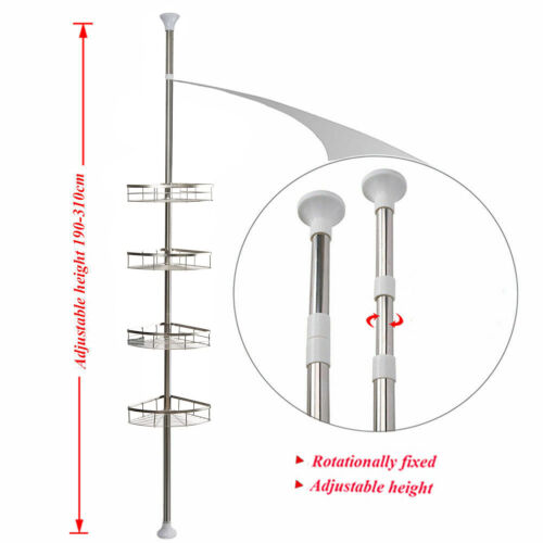 Duschregal Teleskop mit 4 Duschkorb Ecke Rutschfestes Stabiles Badezimmer Regal - Bild 3 von 10