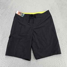 Hang Ten Shorts Mens 32 Black Full Board Swim Drawstring Outdoors Mid Rise Cargo