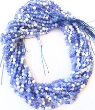 4mm Amazing Blue and white Multi Faceted Fire Agate Round Gemstone beads Stone