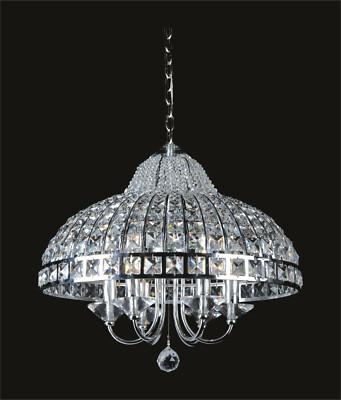 6 Light Crystal Pendant, D:19''xH:14'',  Finish: Chrome..