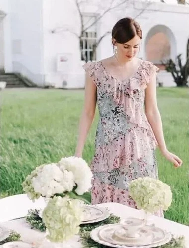 MAGGY LONDON Coral/Sage Floral Midi Dress Size 6 NWT Summer Wedding Bridesmaid