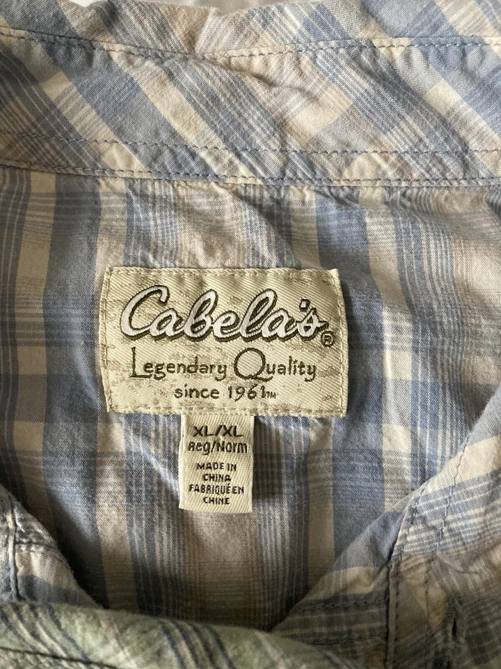 Cabela's Lot of 2 Men’s XL 100% Cotton S/S Plaid Button-Down Shirts Pearl Snap - Image 4 of 4