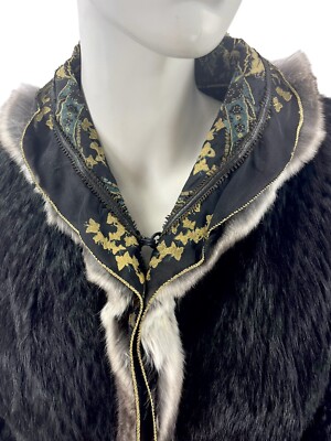 160 Roberto cavalli ジャケット 2004 Vintage Roberto Cavalli Black Lapin & Chinchilla Fur Silk