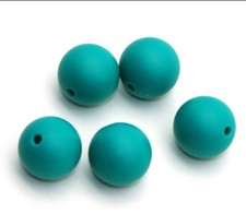 5 pc. Dark Aqua Silicone 15mm beads Food Grade silicone Solid color 121191028