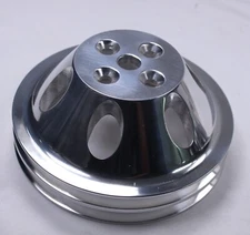 SB Chevy Polished Water Pump Pulley 2 Groove SWP Short Water Pump SBC 283 350