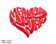 Make Love Not War Red Saying Heart Shape Embroidered Iron On Patch