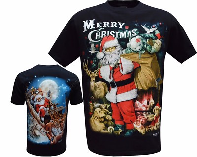 Herren Damen Unisex süß Santa Weihnachten Xmas Rentier/Elfe Welpe Hunde T-Shirts