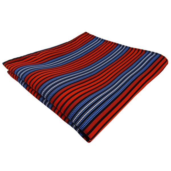 Tigertie Einstecktuch Orange Blau Schwarz Silber Gestreift - Tuch Polyester-image