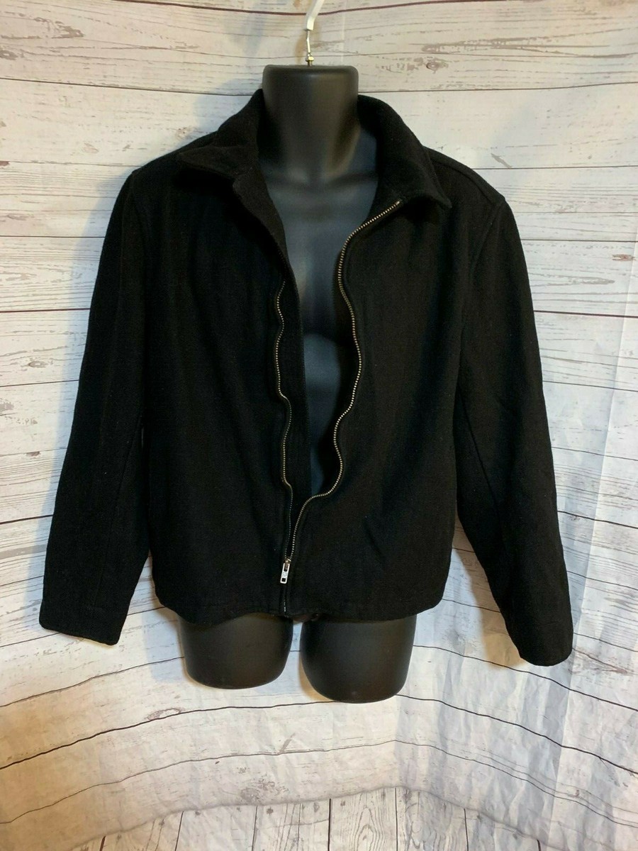 ジャケット・アウター 00s OLD NAVY wool blouson black L Old Navy Men's Jacket Zipper Front Wool Blend Long Sleeve