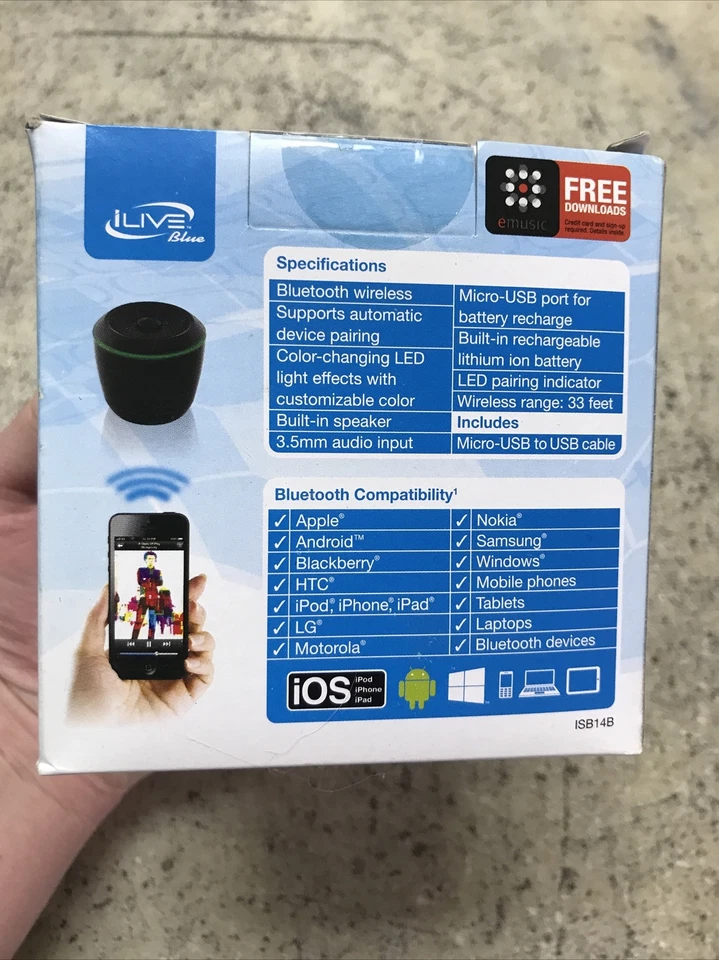 Altavoz portátil Bluetooth iLive Blue iSB14B que cambia de color anillo brillante LED ¡Nuevo! Foto 4 de 4