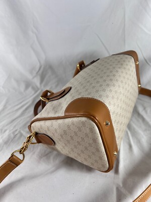 GUCCI Authentic Ivory Canvas Tan Leather Trim Satchel  display picture 1