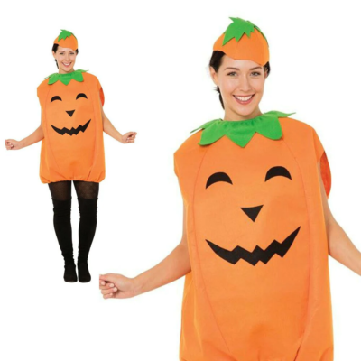 Ladies Orange Pumpkin Fancy Dress Costume With Hat for sale online | eBay