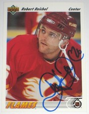ROBERT REICHEL SIGNED UPPER DECK CALGARY FLAMES CARD AUTOGRAPH AUTO!!